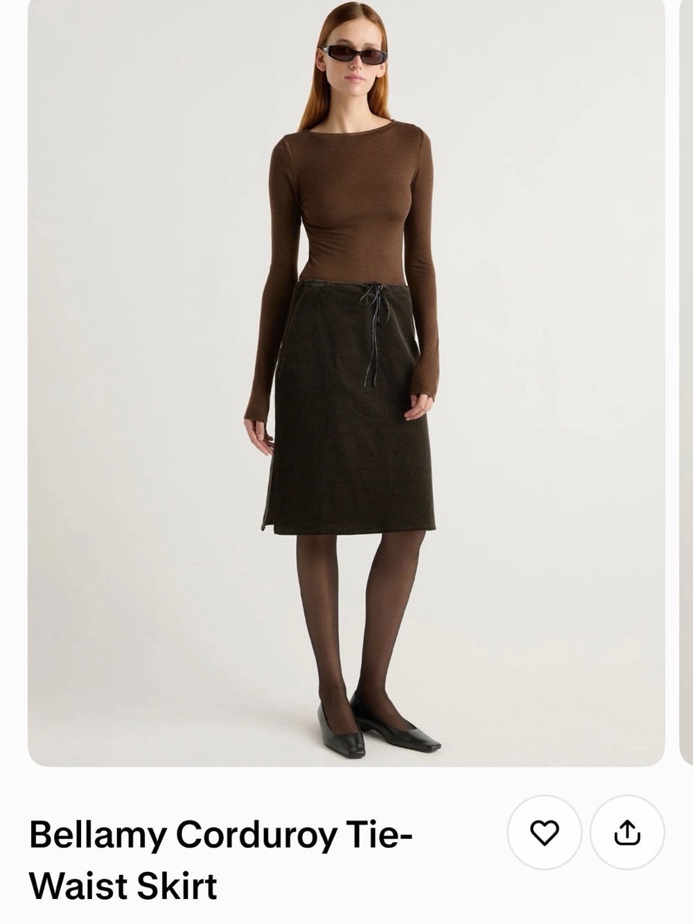 Modern Citizen Bellamy Corduroy Tie-Waist Midi Skirt — Dark Brown